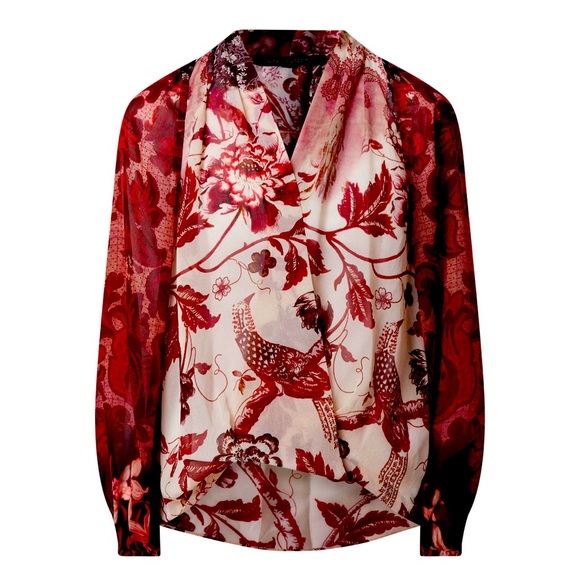 Kobi Halperin Gemma Printed Blouse in pink/ red size S